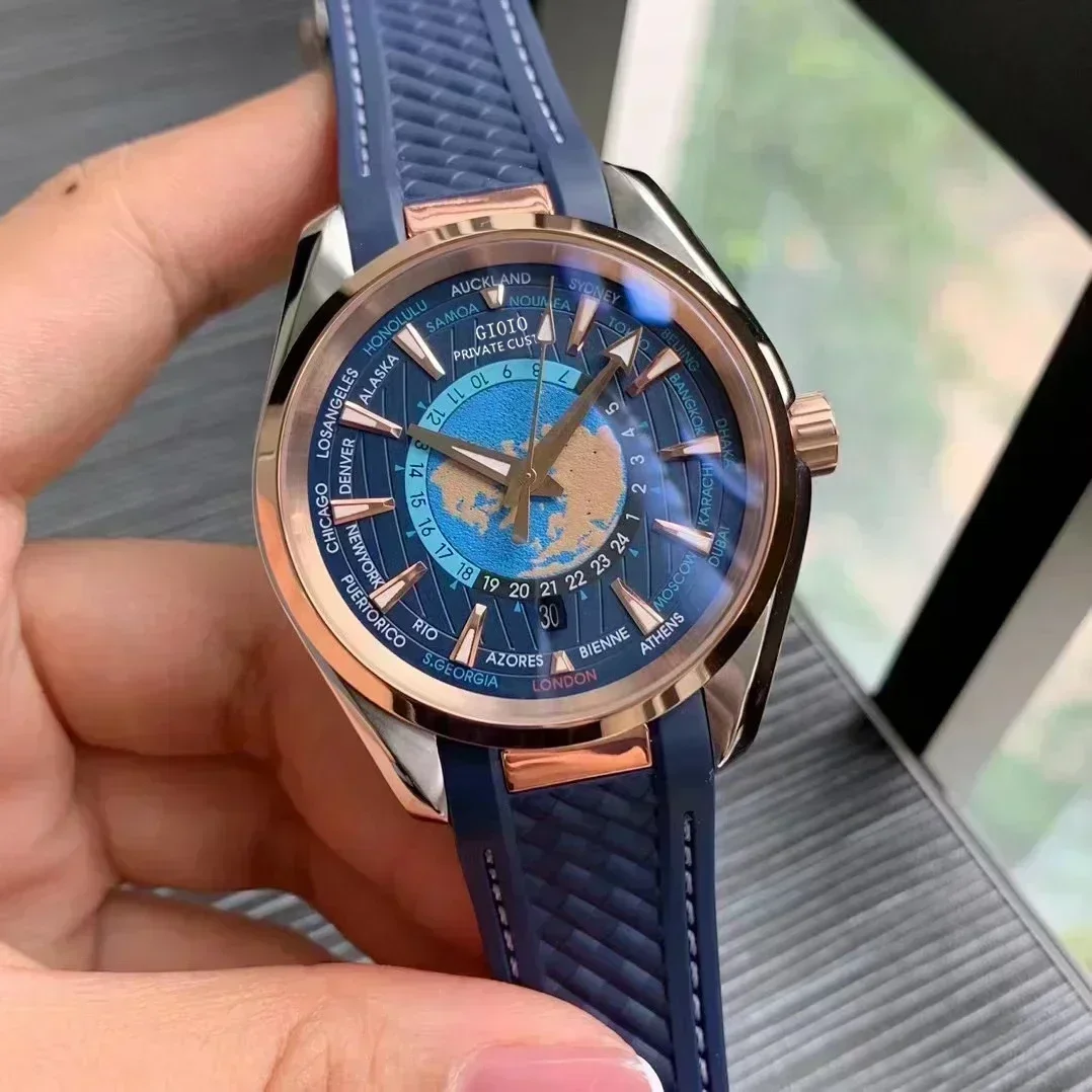 41mm Top Qaulity Mens Automatic Watch Mechanical Sapphire Black Blue Rubber Luminous Stainless Steel Rose Gold