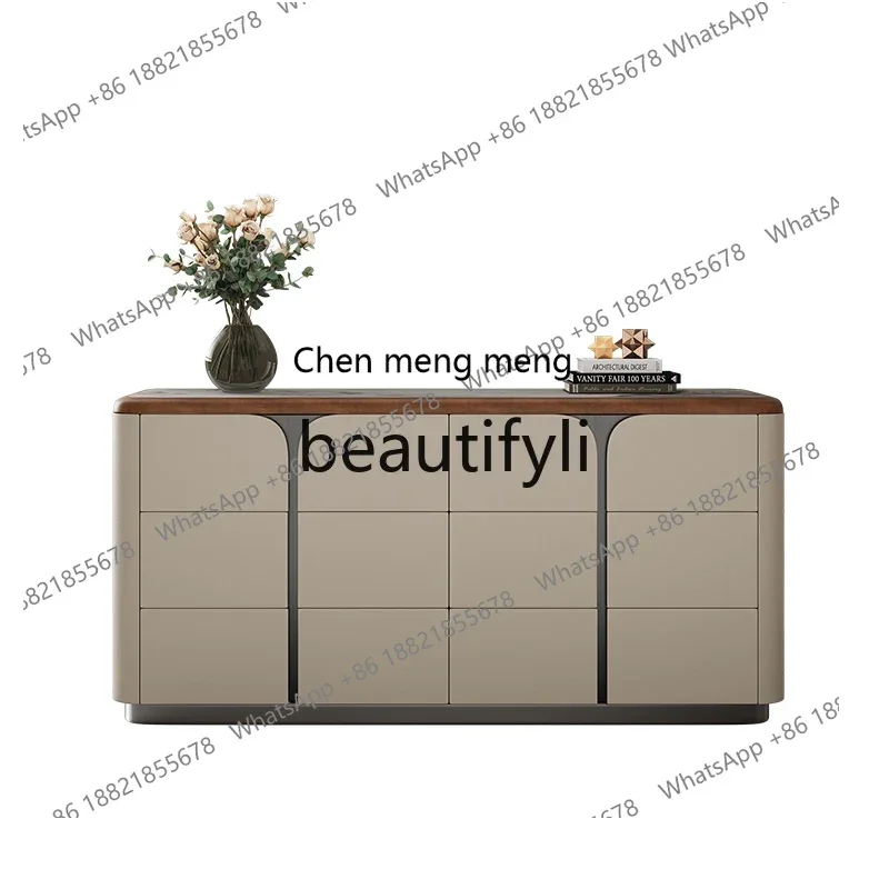 

C Italian minimalist six-chest cabinet high-end living room solid wood storage locker