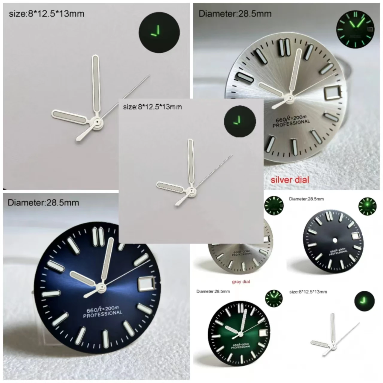 NH35 S logo dial 28.5mm sunray dial green luminous fit nh35 automatic mechanical watchmods modification parts watch accessories