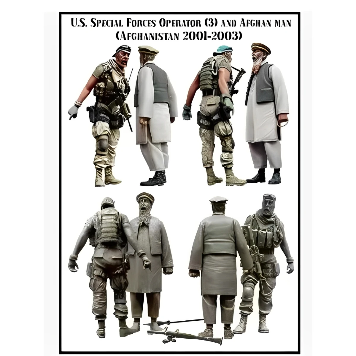 /35 Resin Unpainted Model Kit, military theme, US Special Forces with Afghan men unassembled and unpainted GK - Image 2