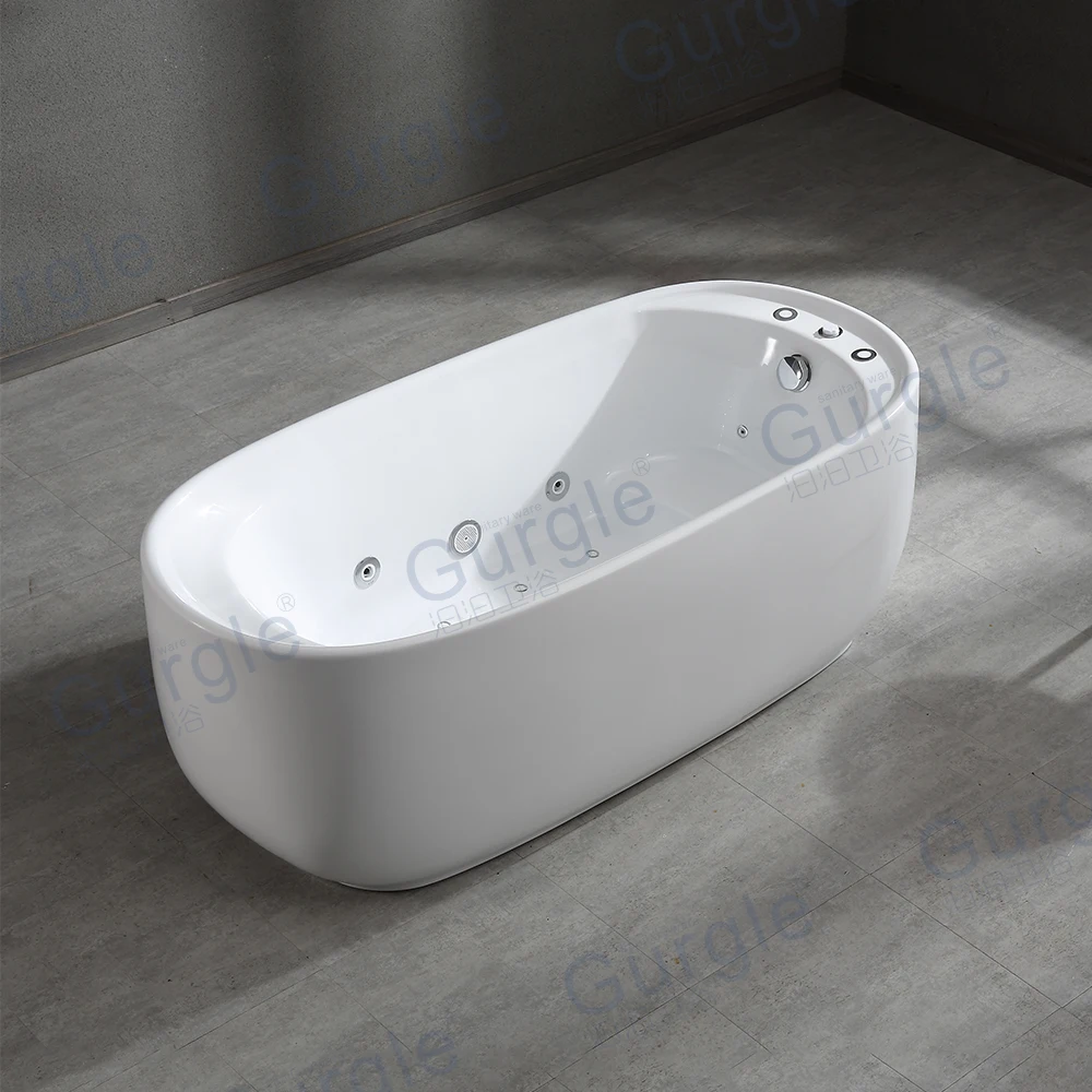

Modern Luxury Acrylic Freestanding Massage Bathtub White Common Bathtub Whirlpools Bath Tubs