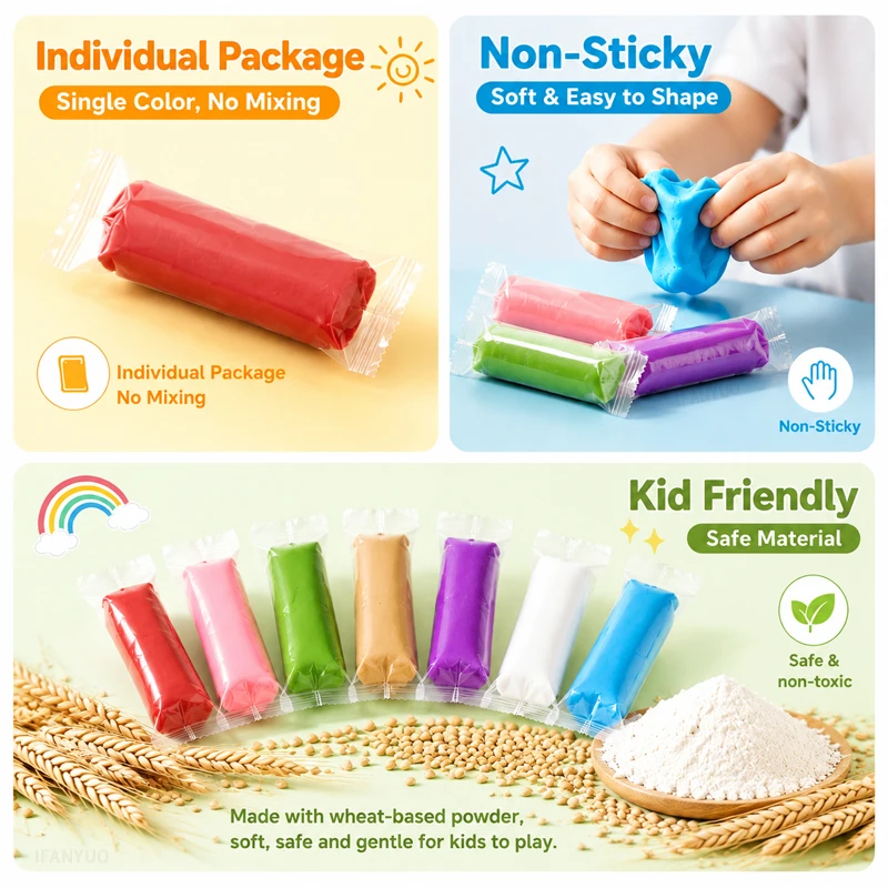 3D Play Dough Food Toy Set Kids Clay Burger Vegetables French Fries Hot Dog Molds Rolling Pin Kit Pretend Cooking Play House Toy