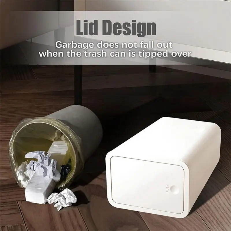 

Up Lid Garbage Can, Small Bathroom Trash Bin, Slim Design Waste Can For Kitchen, Bedroom, Living Room Black