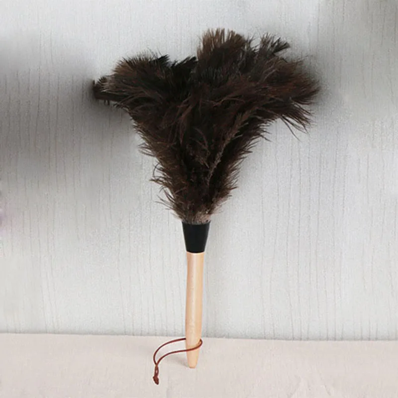 Natural Ostrich Feather Duster Wooden Handle Dust Brush Handheld Anti-Static Dust Removal Dusters For Home Cleaning Tools