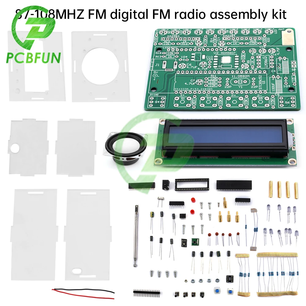 87-108MHZ zestaw montażowy cyfrowego radia FM FM RDA5807 wyświetlacz LCD DIY lutowane luźne części