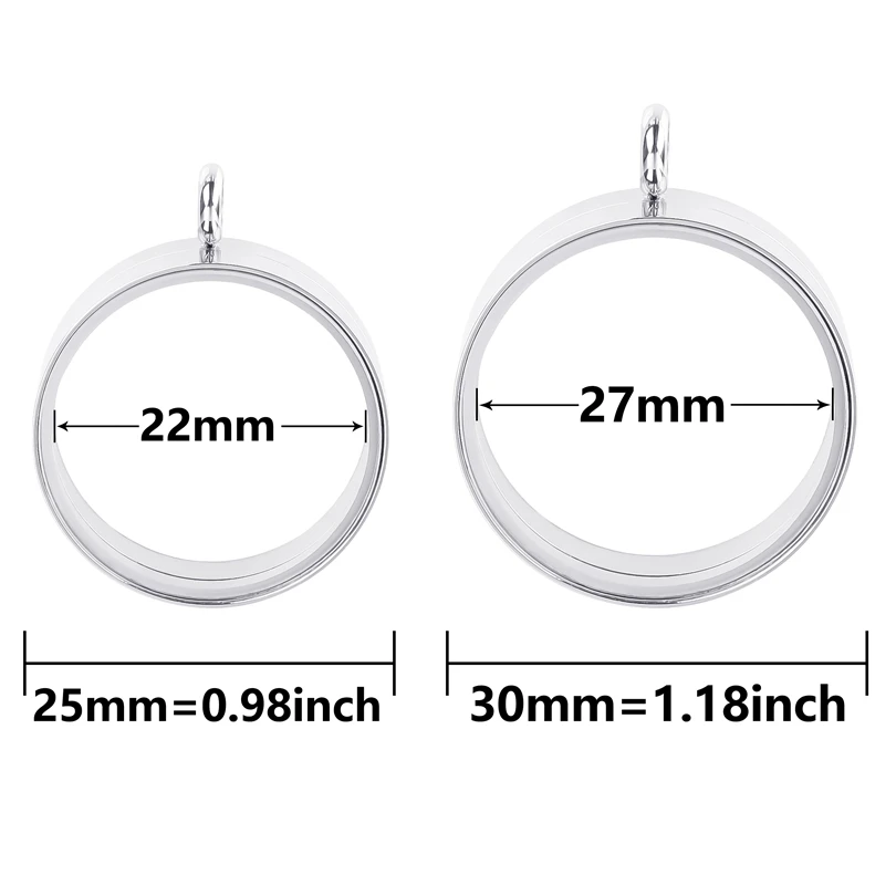 10PCS thickness 10mm Glass Medallions floating charms for living lockets Rust-proof Stainless Steel Pendants Craft Photo Jewelry