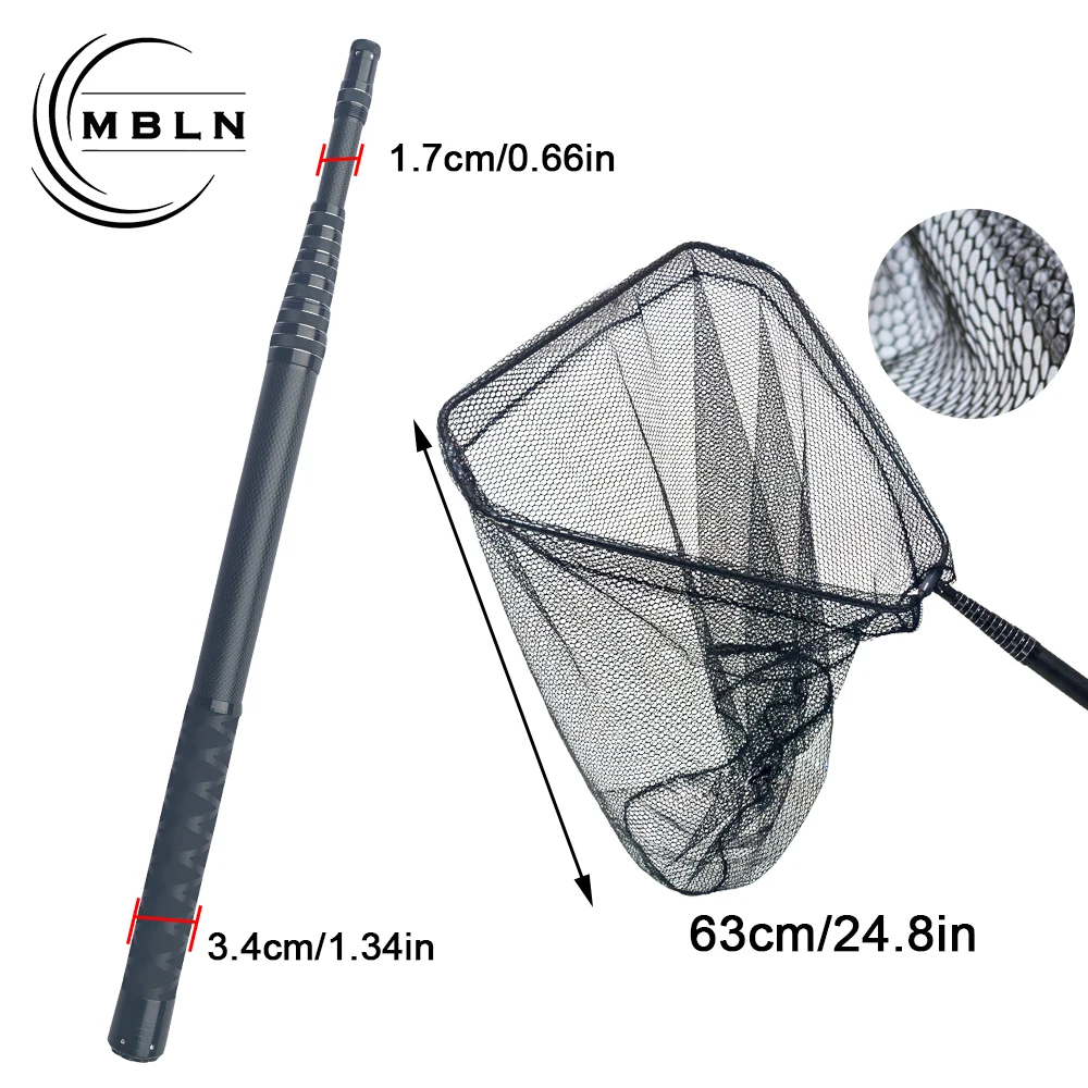 MBLN Red pesca fibra de carbono larga – Grande para carpa
