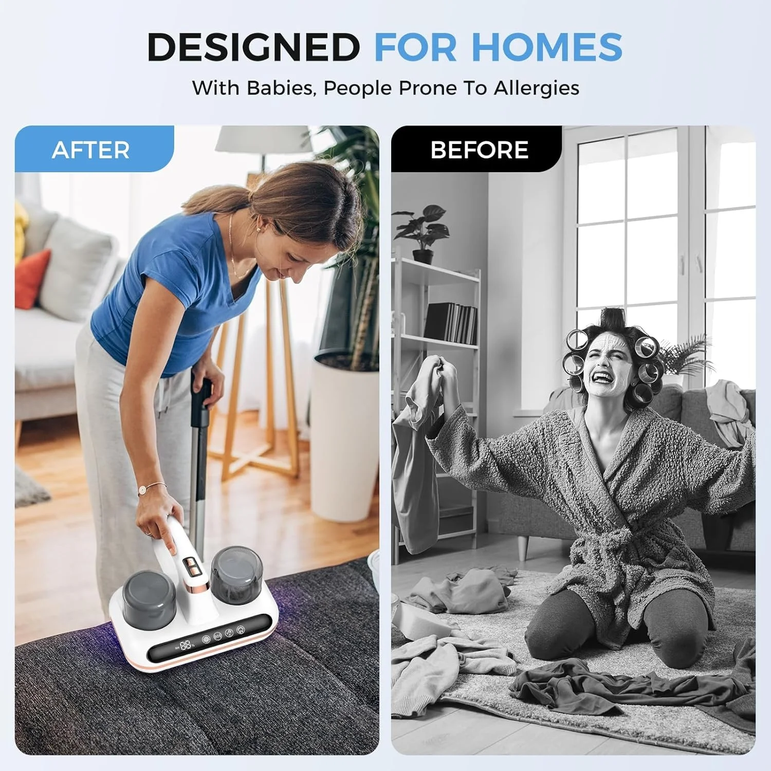 Mattress Vacuum Cleaner - 5-in-1 Cordless Bed Vacuum Cleaner, Powered by UV-C Light & Ultrasonic Technology, 16Kpa