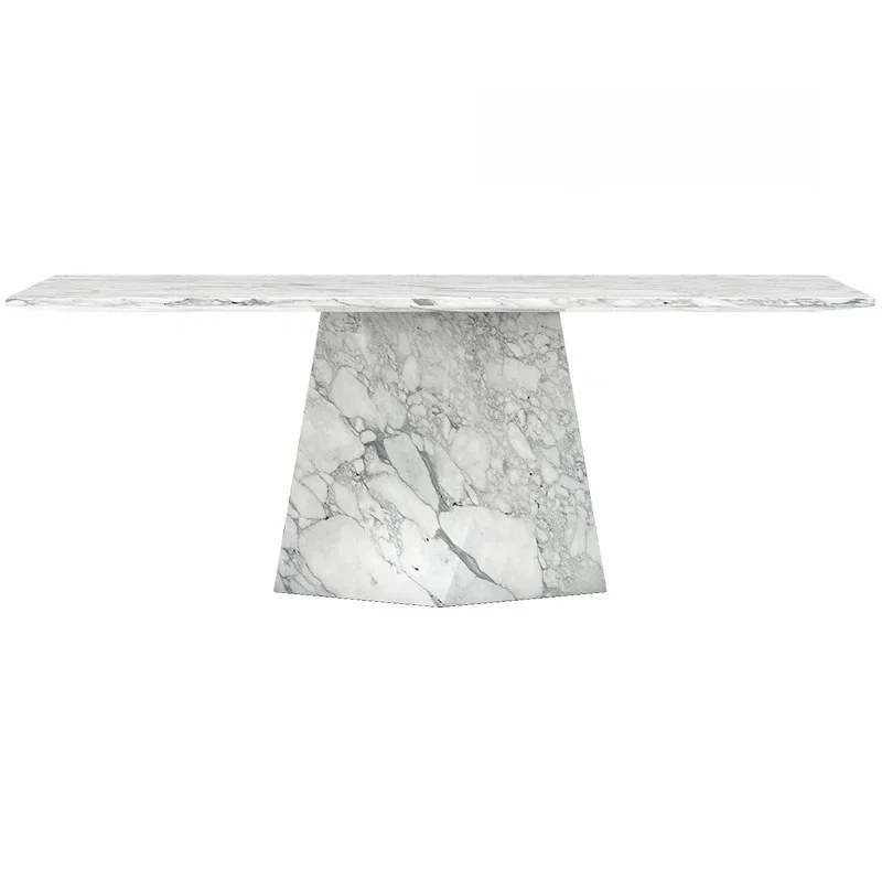 Natural Marble Luxury Stone Dining Table And Chair Combination Modern Light Luxury Creative High-end Rectangle