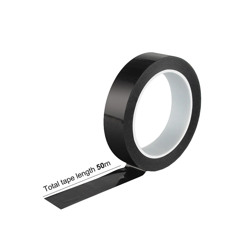 5/8/10/12/15/18/20/25 مم * 50 م، فيلم أسود، مقاوم لدرجات الحرارة العالية، شريط كابتون، بوليميد/شواية/مسحوق للتطبيق الكهربائي