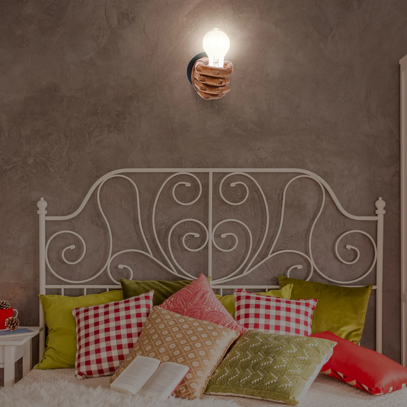 

1Set Vintage Resin Fist Wall Lamp Holder E27 Lamp Socket Light Bulb Holder Home Bedroom Garden Indoor Outdoor Lighting