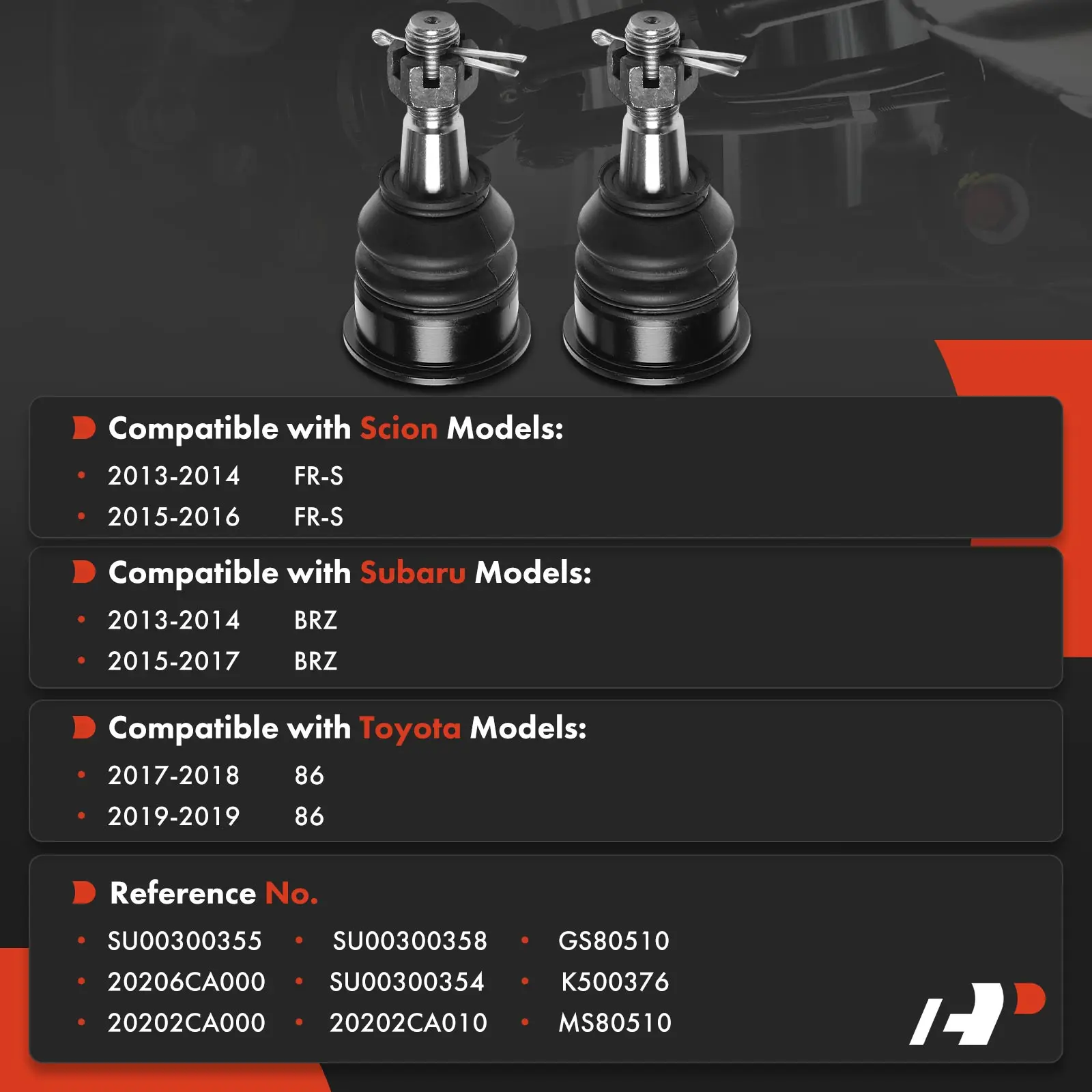 A-Premium 2x Front Lower Side Ball Joint Kit for Scion FR-S 2013-2016 Subaru BRZ 2013-2017 Toyota 86 2017-2019