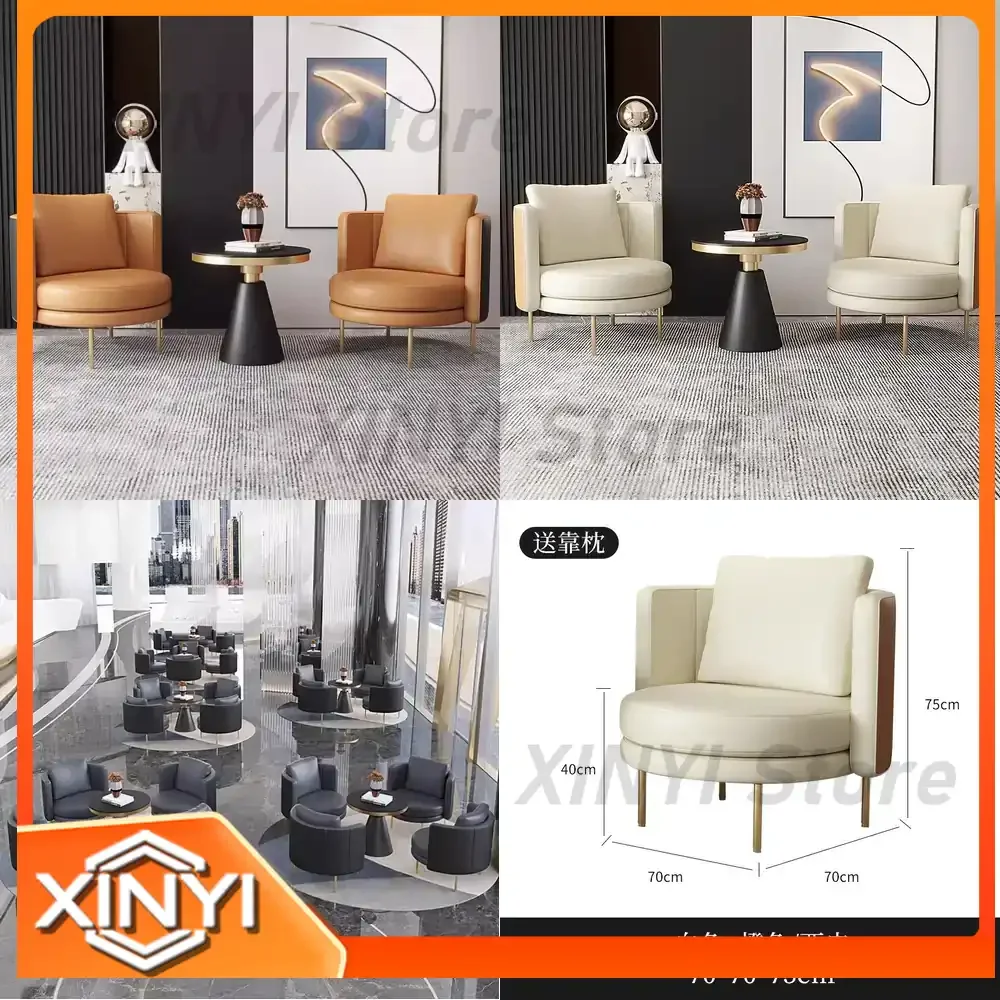 Single Upholstered Armchair for Italian Style Luxury Table and Chair Set Minimalist Hotel Clothing Store High End Reception