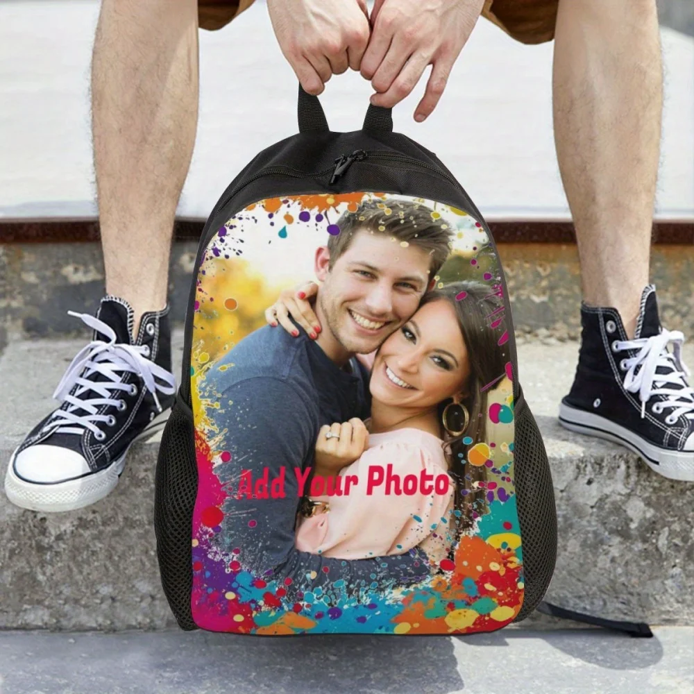 Add Your Photo Custom Lightweight Bookbag Schoolbag For Teenager, Personality Casual Backpack For Men Women, Perfect For College