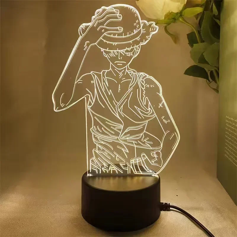 Anime Luffy Lâmpada 3D, Brinquedos LED Night Lights, Sanji Zoro Nightlights, Decoração do Quarto Infantil, Lâmpada de Mesa, Luffy, Presente, 1 Pc