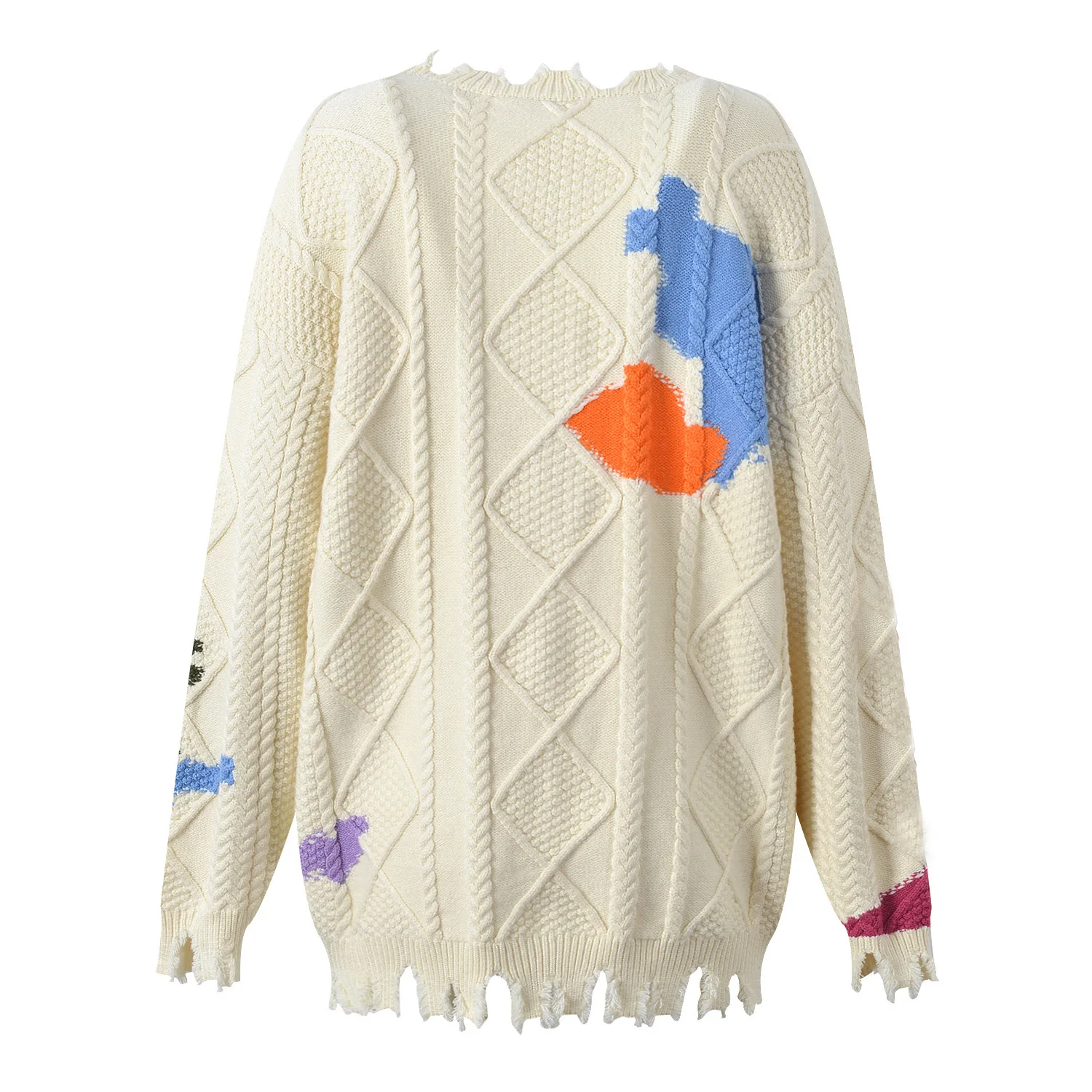 韓国風スレベア人形ニットオープンカーディガンルーズラウンドネックアウターウェアアシンメトリー秋ファッションレディースセーター