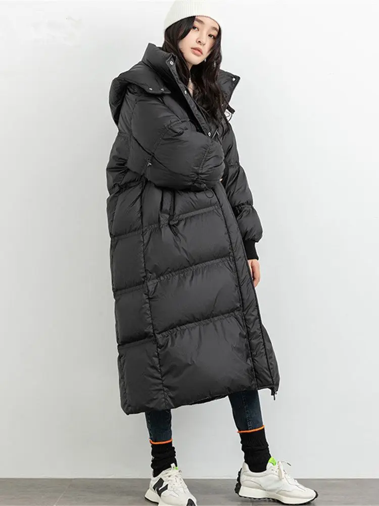 

Can Fit -30℃ Thicker Warm Duck Down Coat Winter Fashion Hooded Fluffy Down Parkas Coats Was Thin Oversized Down outerwear wy994