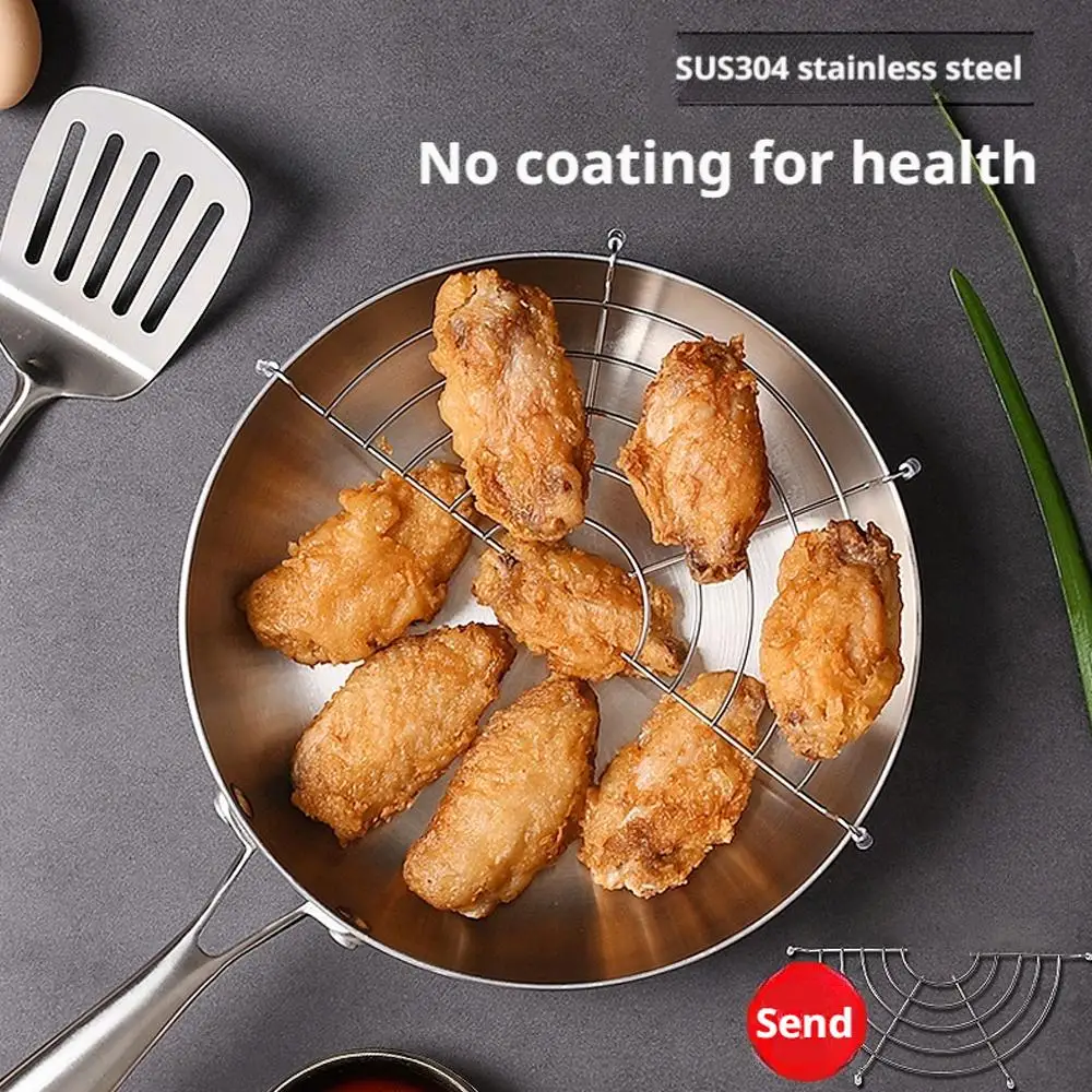Sartén, sartén de acero inoxidable de 22cm, sartén, cocina por inducción rápida y sartén y horno pesado para lavavajillas, calor uniforme, servicio S J4o2