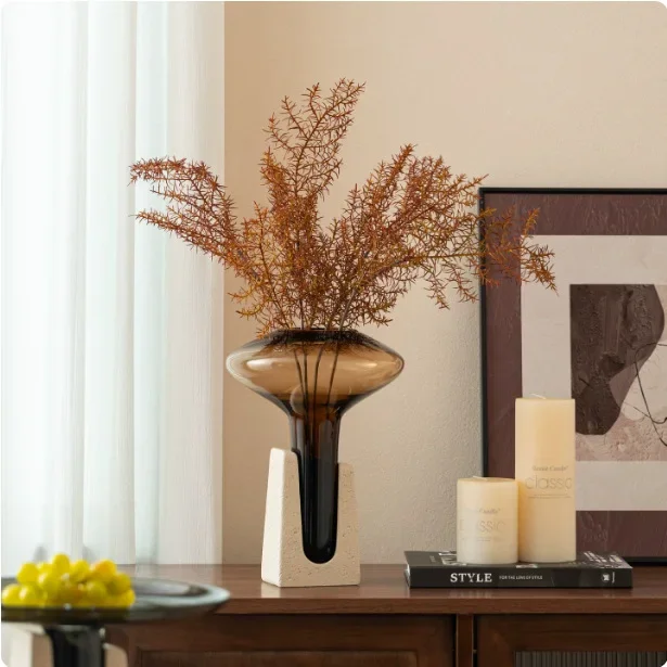 High-end mid-period French soft furnishings, earth-tone glass floral wares, premium home soft decorations