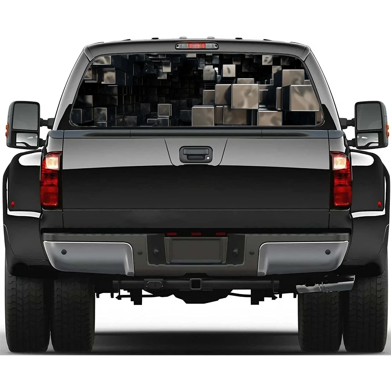 

Modern 3D Geometric Rear Window Decal Fit Pickup,Truck,Car Universal See Through Perforated Back Windows Vinyl Sticker