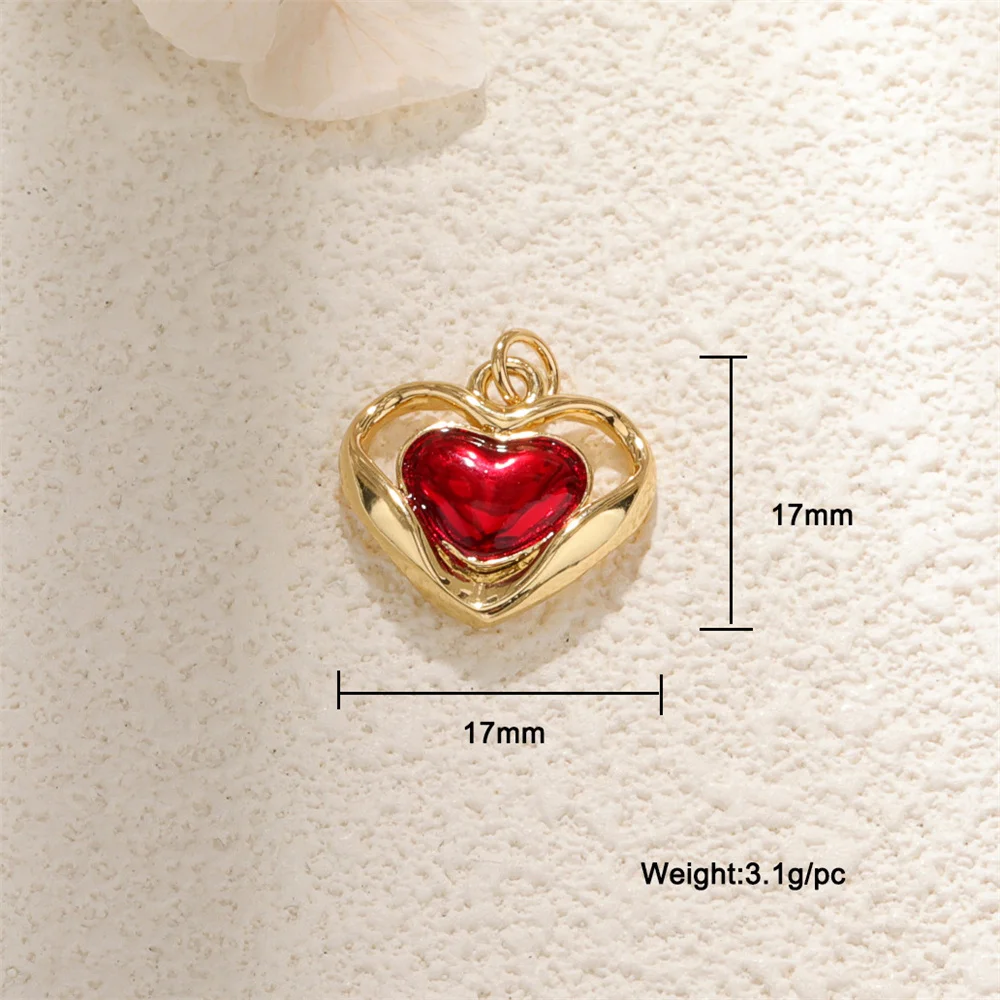 Red Love Necklace Bracelet Pendant Couple Accessories Handmade Diy 3d Heart Charms For Jewelry Making Good Luck Charm Wholesale