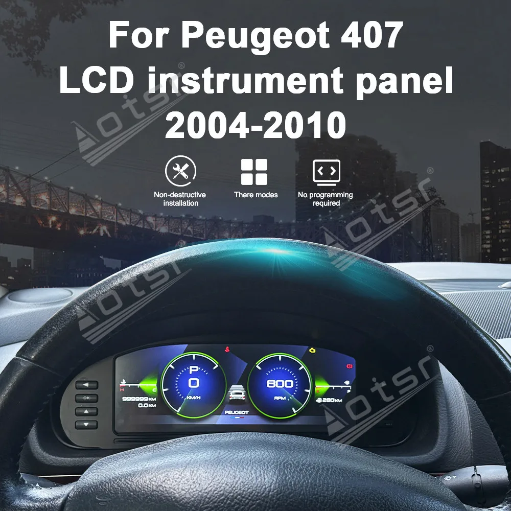 

12.3 In Speedometer Car Dashboard Display Screen For Peugeot 407 2004-2010 Car LCD Instrument Digital Cluster Panel