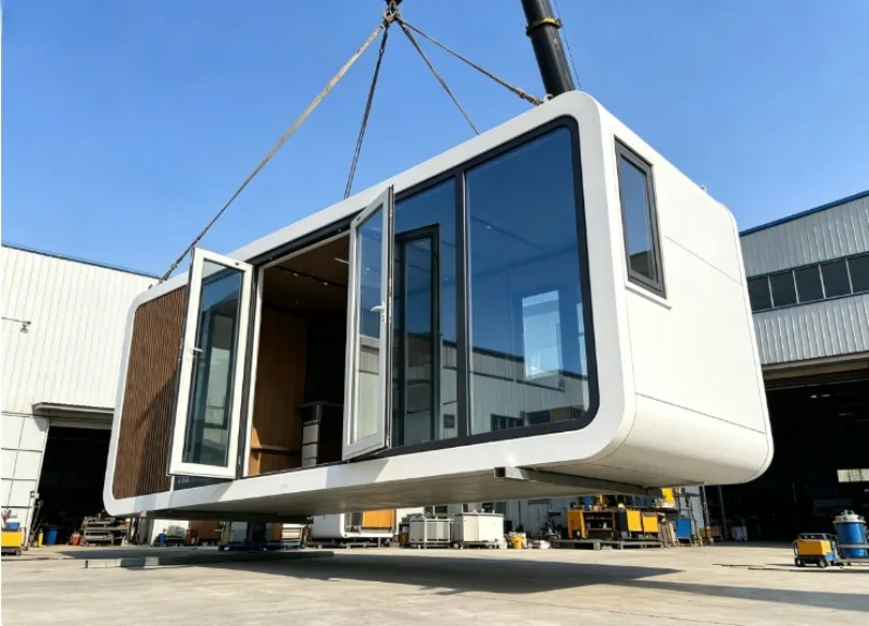 Modern Smart Apple Pod Cabin, Space-Saving Prefab Structure With Ventilation, USB Charging And Privacy Curtain Design