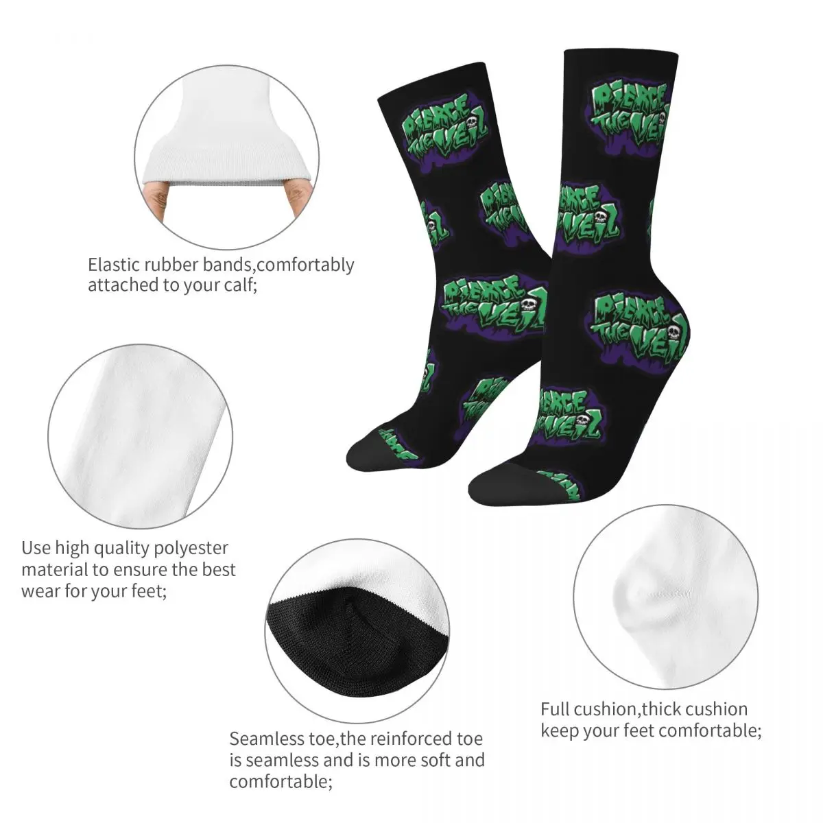 Band Pierce The Veil Punk Metal Rock Socks for Women Men Merchandise All Seasons Comfortable Crew Socks Non-slip