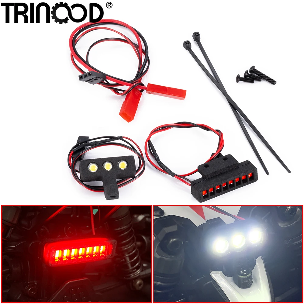 TRINOOD Front and Rear Light Set LED Light Spotlights Headlight Taillight for 1/18 A-RRMA Typhon Grom Small Scale Buggy Parts