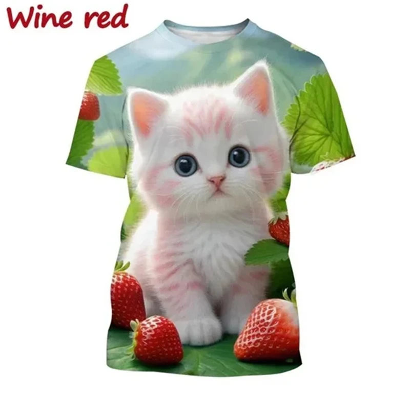 Cat 3D Printed T Shirt Cute Animal Pet Cat Baby Graphic T-shirt For Men And Women Fashion O Neck Short-sleeved Casual Tops