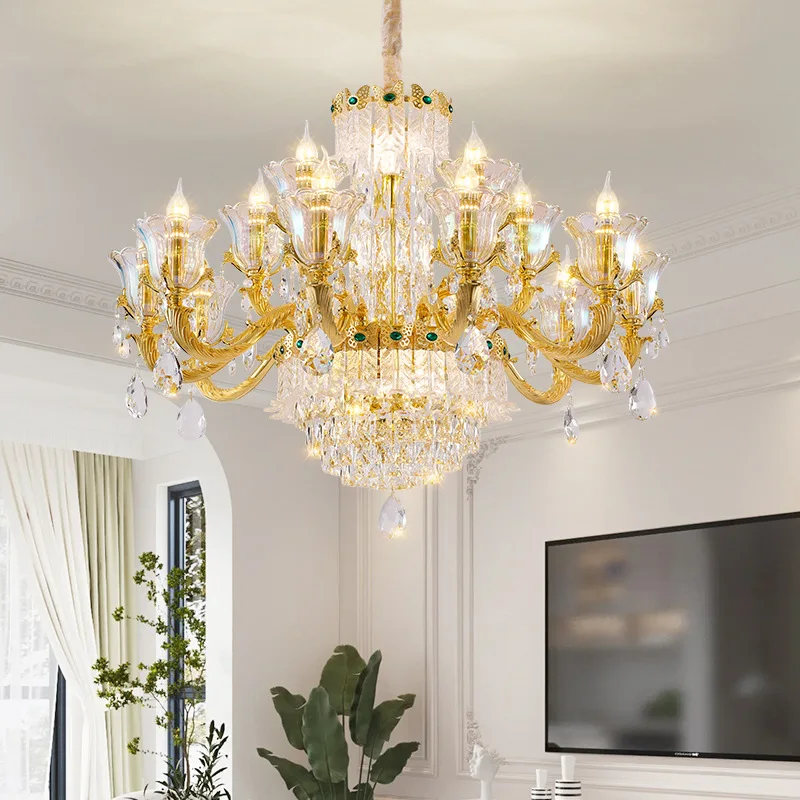 

Chandelier living room 2026 new luxury villa high-end atmosphere home hall main lamp bedroom light luxury crystal lamps
