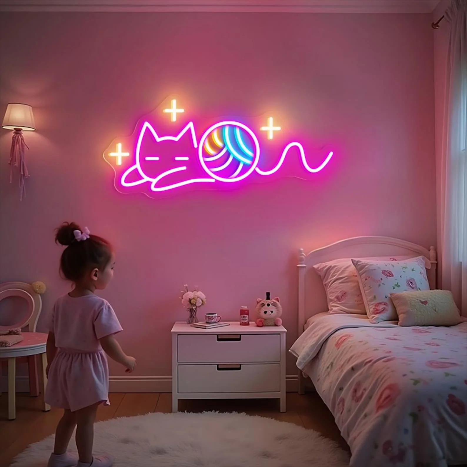 

Милый кот неоновая вывеска пряжа кошка зоомагазин настенный художественный декор аниме знак домашнего животного подарок для детей детская настенная подвеска