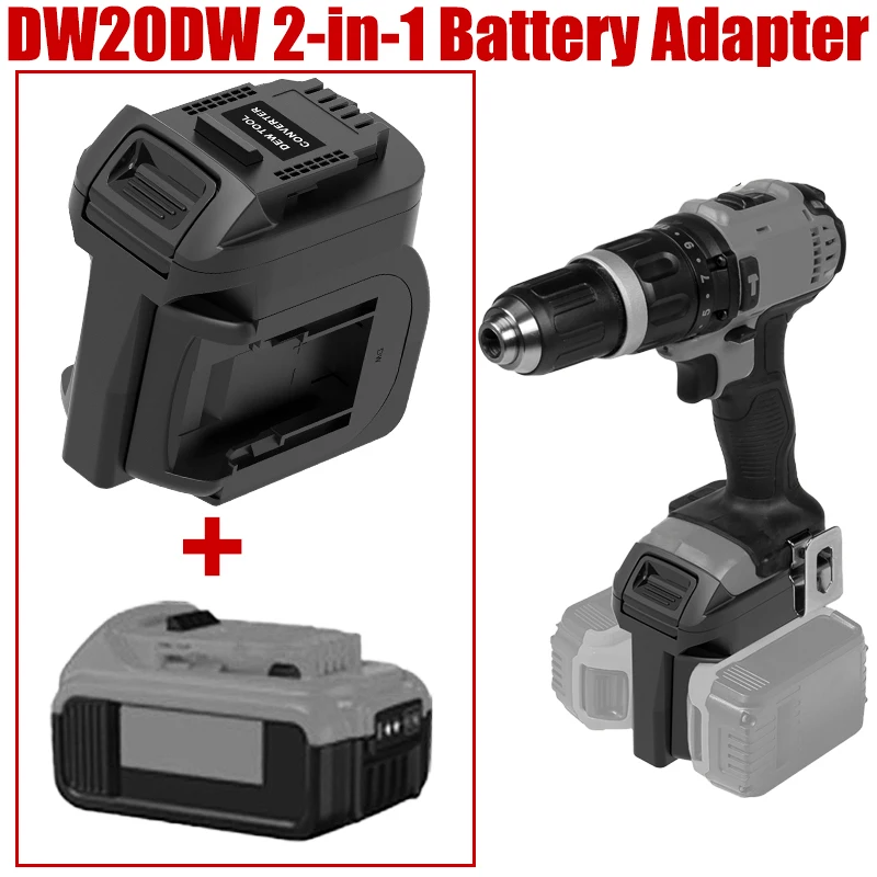 

DW20DW 2-in-1 Battery Adapter for DW 2packs 20V Li-ion Batteries Compatible with For DW 20V Battery Electric Cordless Power Tool