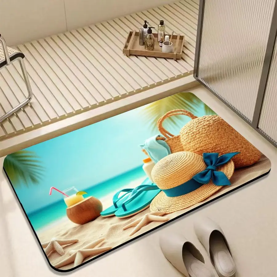 VIKAMA Modern Summer Style Diatomaceous Earth Floor Mats Bathroom Toilet Doorway Entryway Foot Mats Home Decoration - Image 5