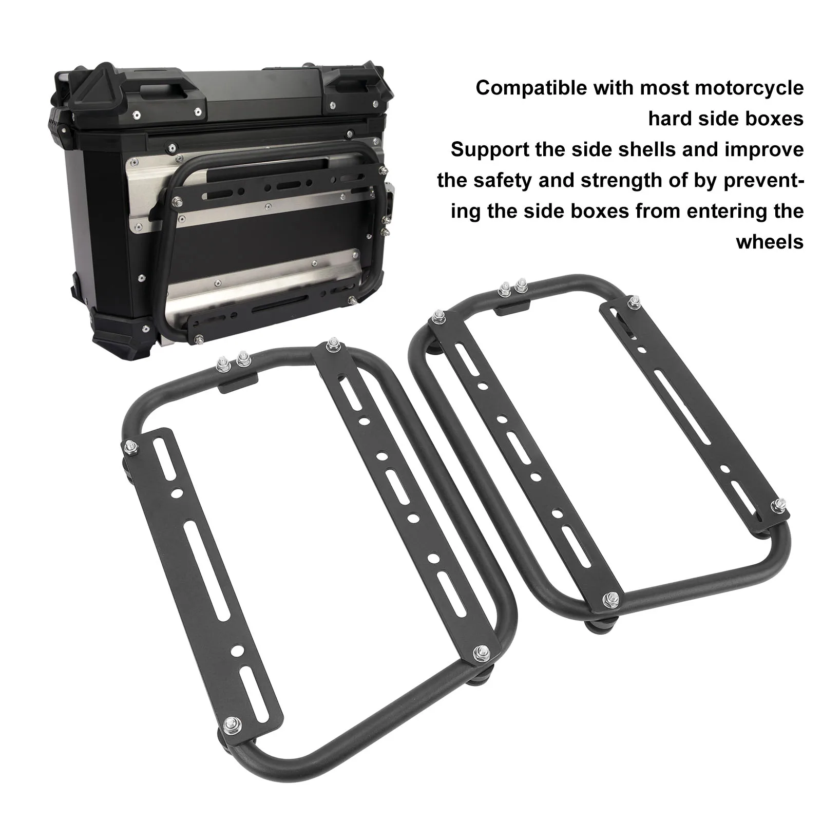 Motorcycle Side Support Racks Carbon Steel Saddlebag Bar Rack High Load Capacity Support Brackets Motorcycle Saddlebag Box Racks