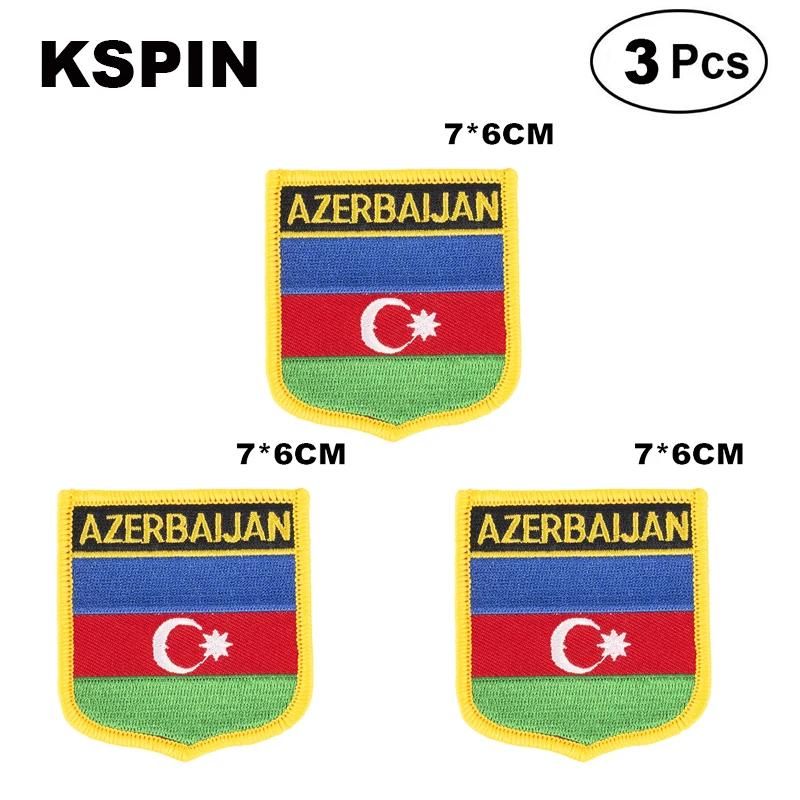 Azerbaijan Shiled Shape flag patches national flag patches for Cothing DIY Decoration