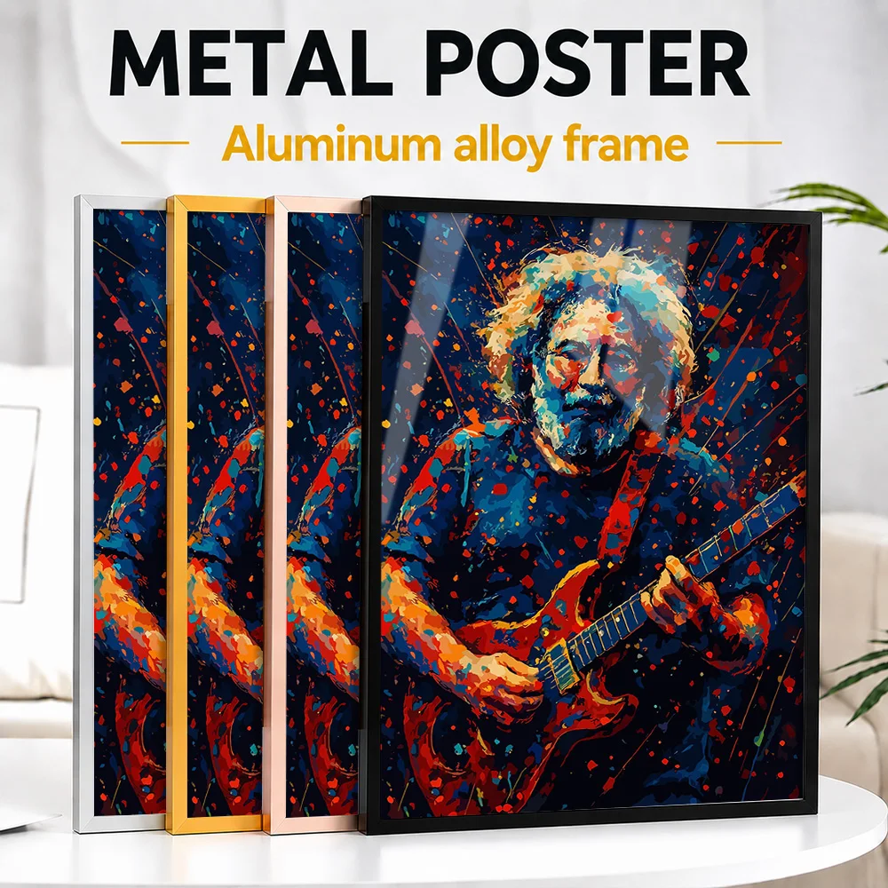 Jerry Garcia Abstract Guitarist Metal Poster With Aluminum Alloy Frame Personalized Photo Bold Music Style Wall Art For Studio