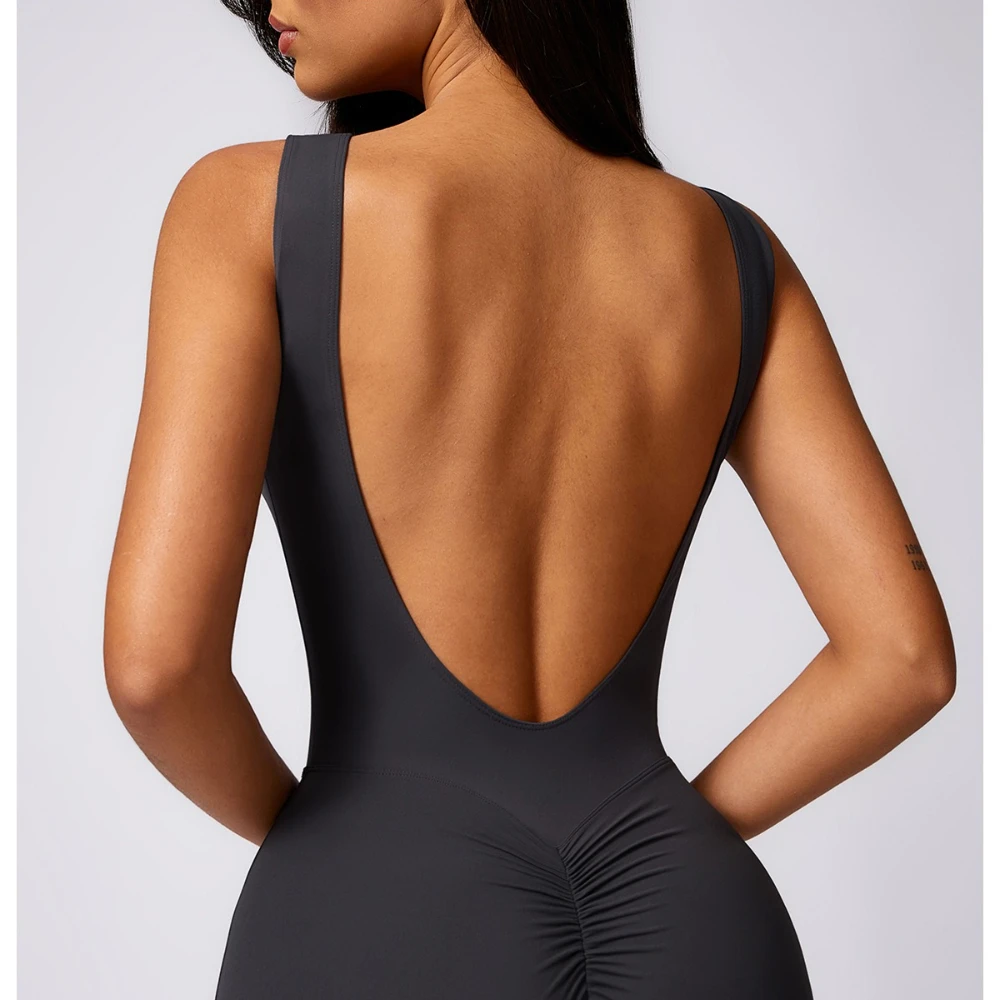 Женский персиковый спортивный комбинезон для йоги с логотипом по индивидуальному заказу, повседневная одежда для фитнеса с микро-подтяжкой на спине, одежда для йоги