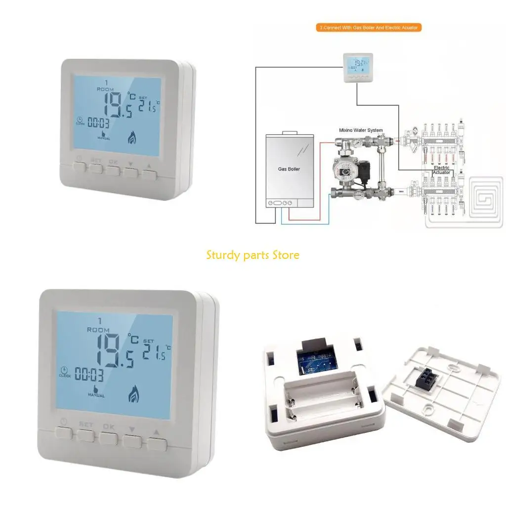 

97QC Программируемый термостат для газового котла с подсветкой, контроллер температуры, ЖК-дисплей