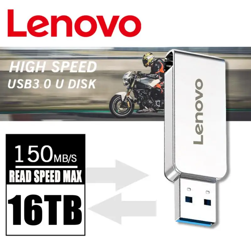 Lenovo Metal 16TB USB Disk Flash Drive USB 3.0 High Speed File Transfer 2TB 1TB Ultra-large Capacity Waterproof Mechanical Style
