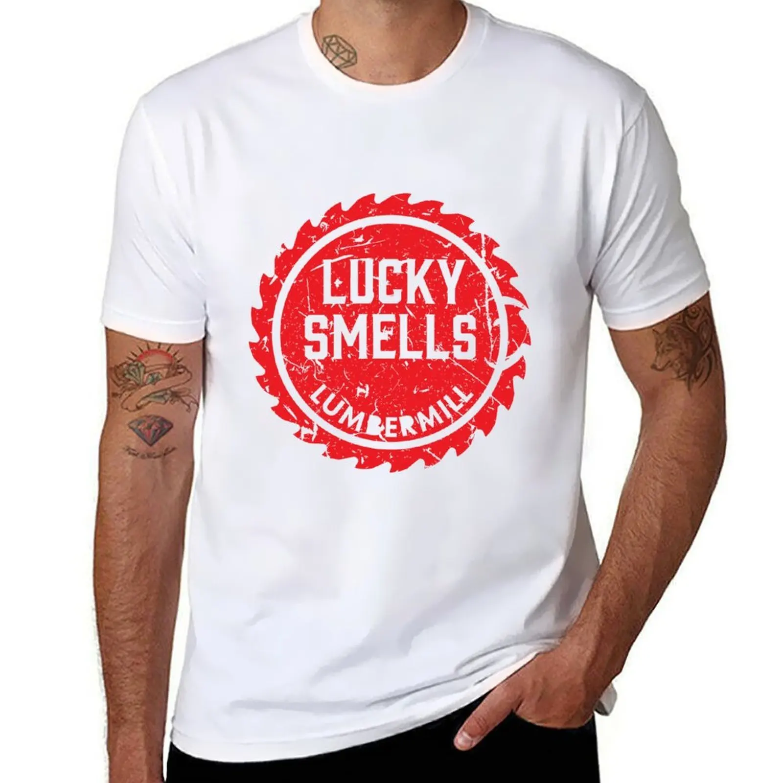 Lucky Smells Lumbermill Red (A series of Unfortunate events) T-Shirt man t shirt summer t shirts for man graphic funny T-Shirt