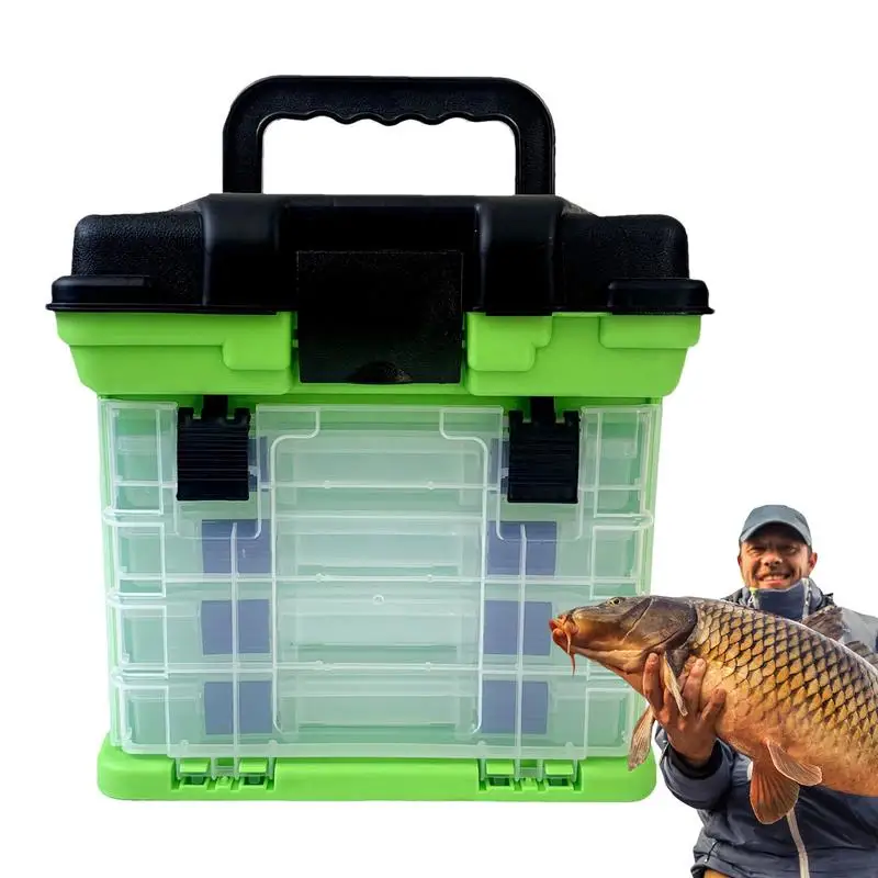 

Tackle Storage Box 4-Layer Fishing Accessory Box Case Portable Fishing Box Fishing Tackle Organizer Fishing Lure Bait Hooks