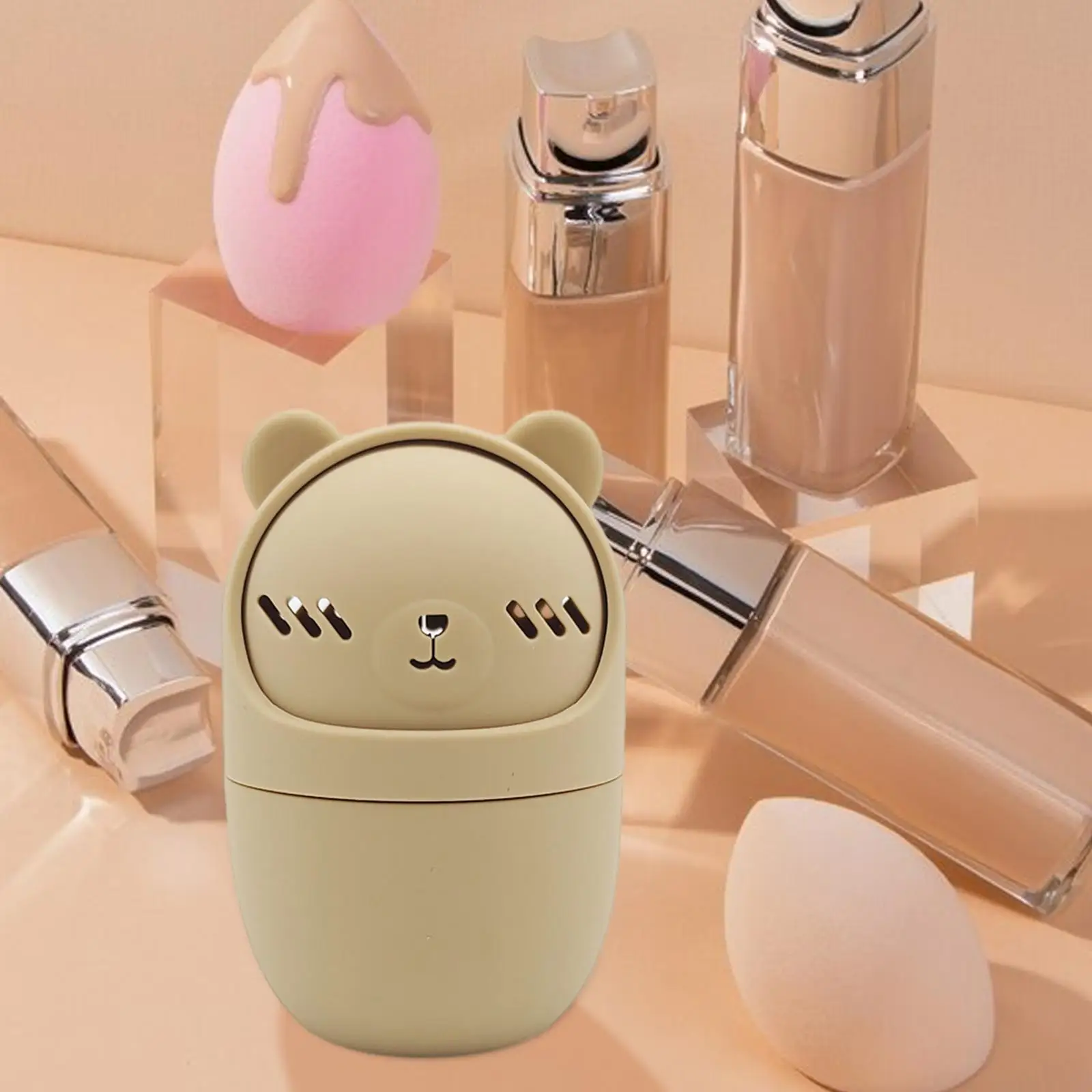 حامل إسفنجة مكياج للسفر، حافظة واقية من السيليكون ضد الغبار لمجموعة إسفنجة مكياج كبيرة ووسادة إسفنجية