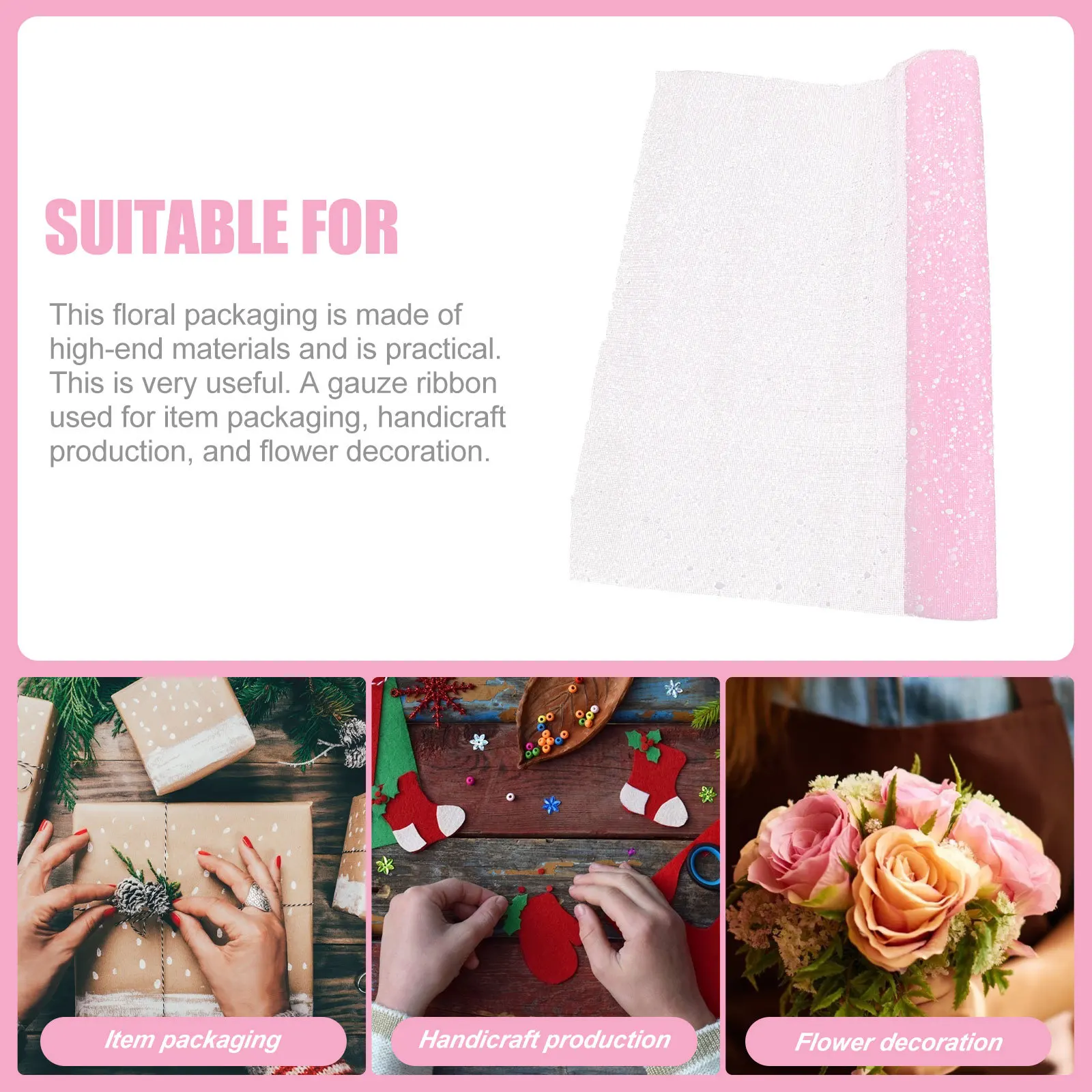 1 لفة ورق تغليف الأزهار قسط الشاش تول لفة لباقة الهدايا Craft بها بنفسك الحرفية الديكور حفل زفاف شبكة تول النسيج #2