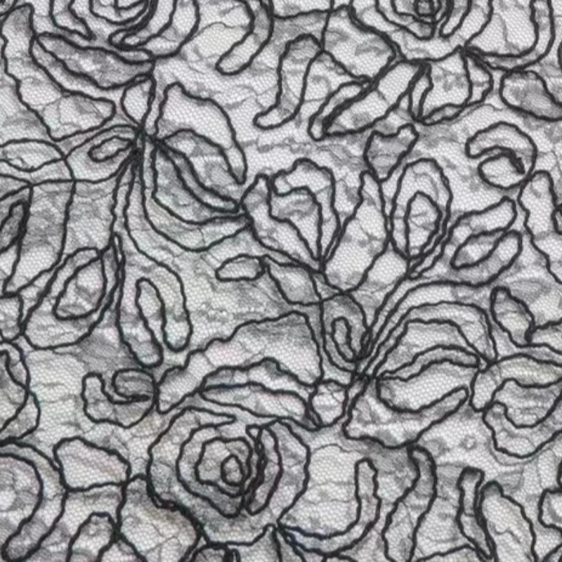 1meter Lace Fabric Rose Line Pattern Soft Textured Floral Delicate Elegant Style for Dress Coat Camisole DIY Sewing Accessories view 5