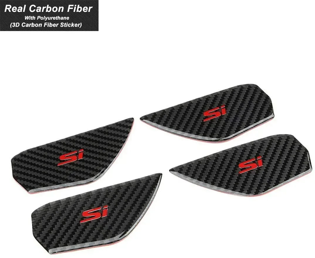 Car Accessories Interior Carbon Fiber Car Inner Door Handle Bowl Cover Trim Badge Compatible for Honda Civic 2016-2021