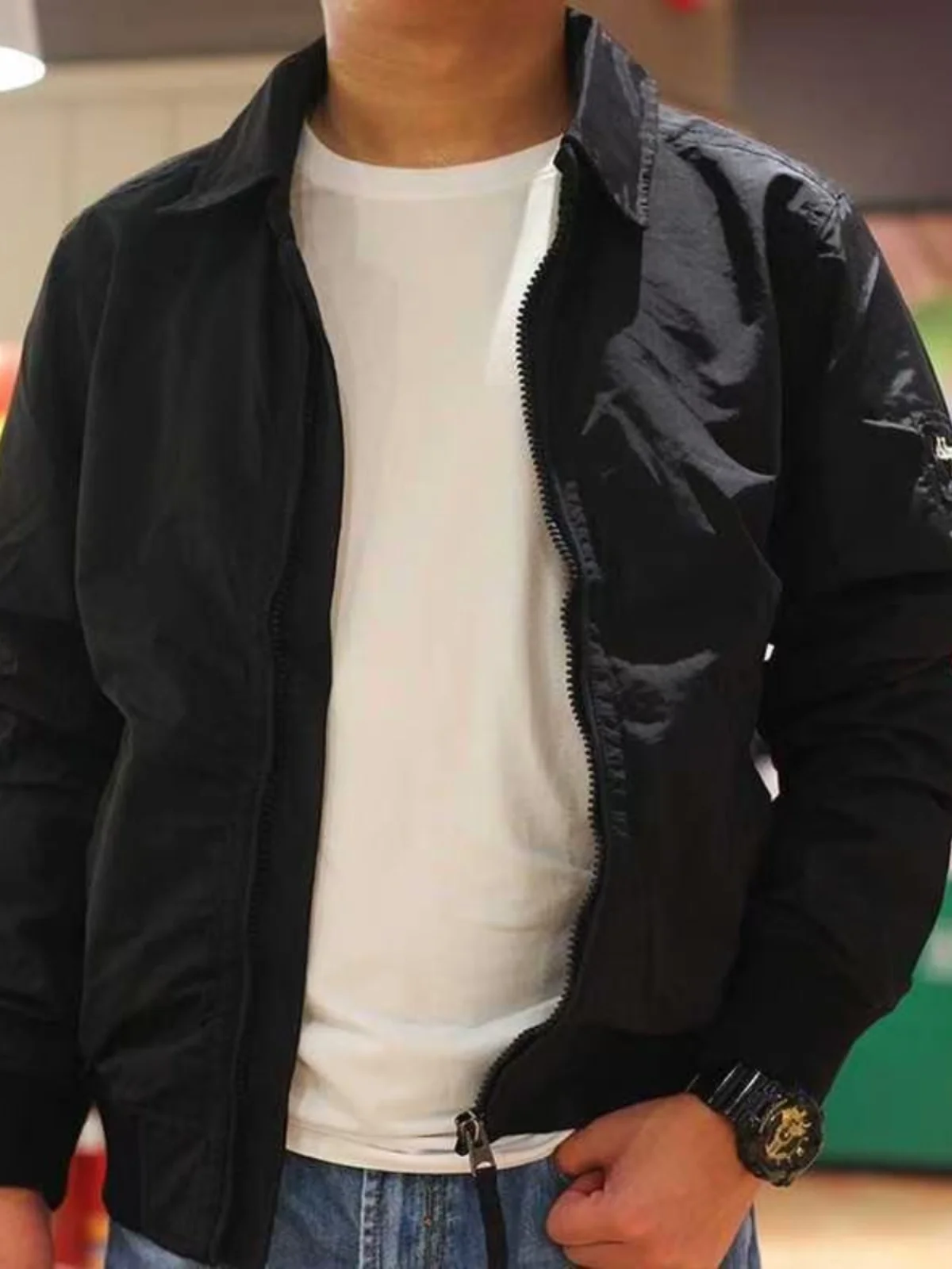 

Comfortable Sli Men's Pure Color Flip-Collar Workwear Jaet Retro Korean Version Busin Gentleman Stand Fit Long Sl...