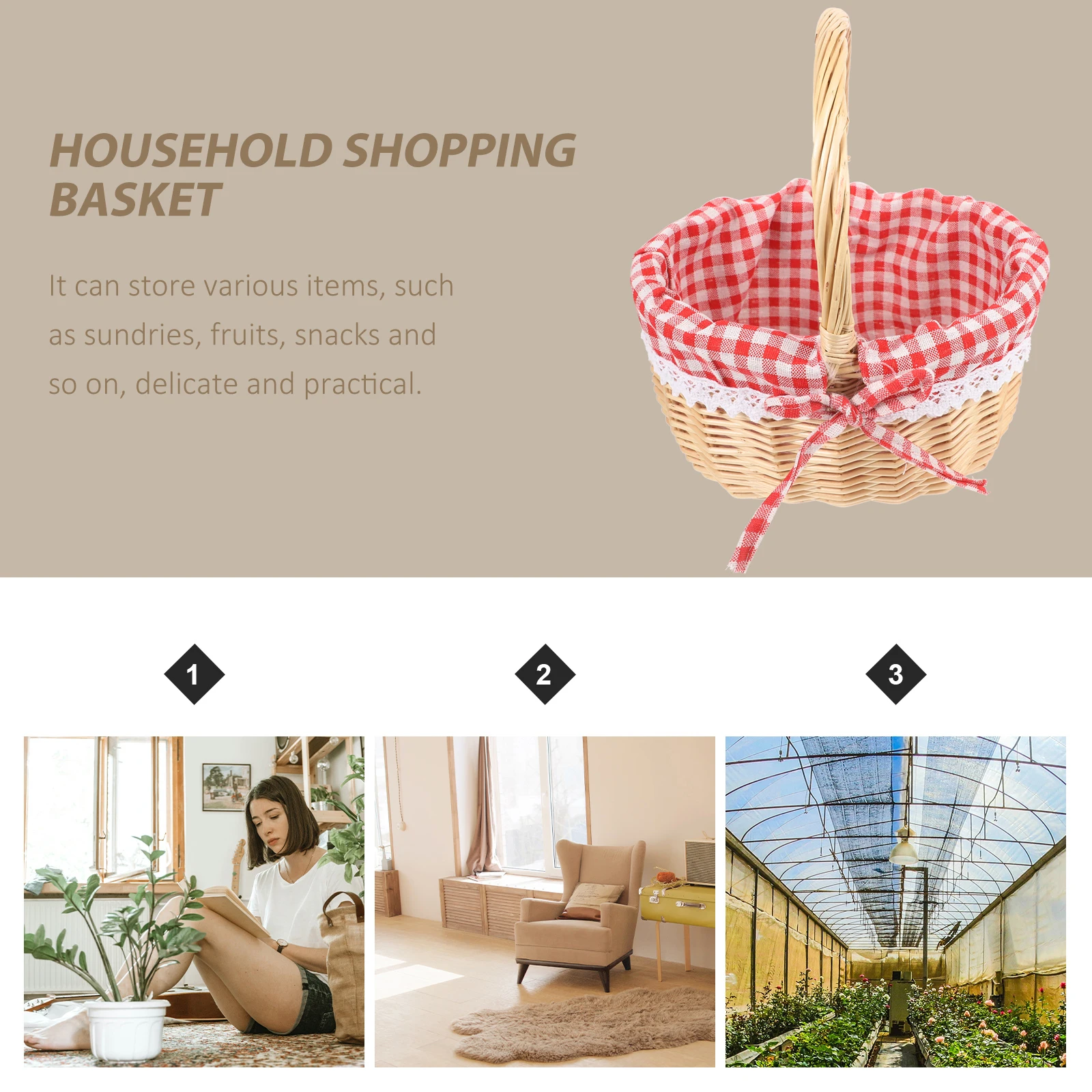 

Rattan Storage Basket Hand-woven Baskets Wedding Picnic Harvest Small Gathering Fruit Picking Food Kitchen