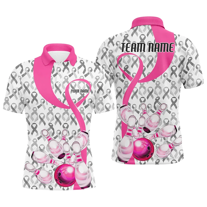 

Fashion Bowling Graphic Polo Shirts For Men Custom Name Team Name 3D Printed Lapel Button Polo Shirt Trend Streetwear Sports Tee