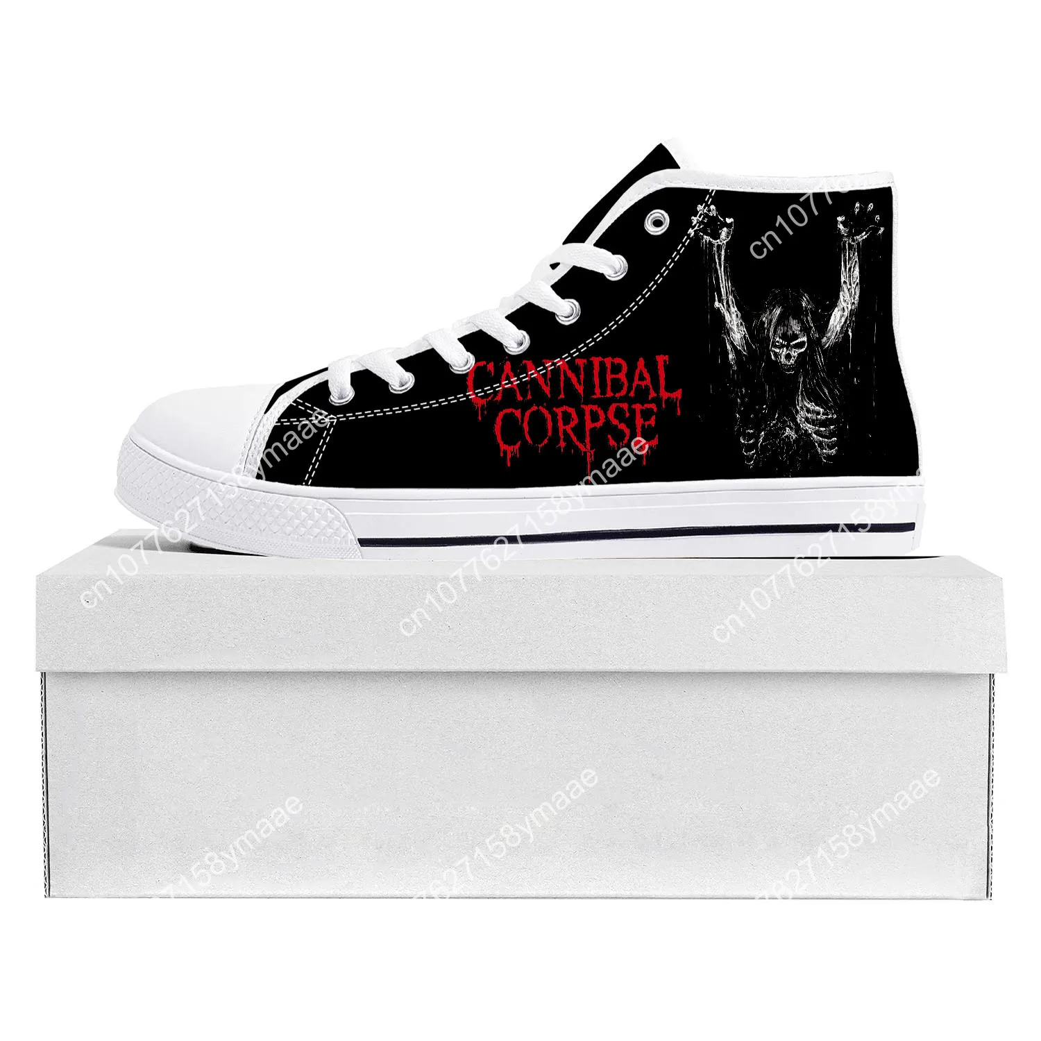 Cannibal Corpse High Top Sneakers Mens Womens Teenager Canvas High Quality Death Metal Sneaker Casual Custom Made Shoes White